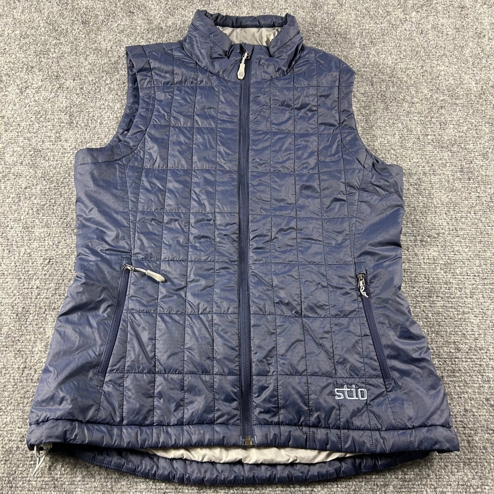 Stio Azura Insulated Vest Womens Medium Navy Blue Quilted Primaloft Inland Group